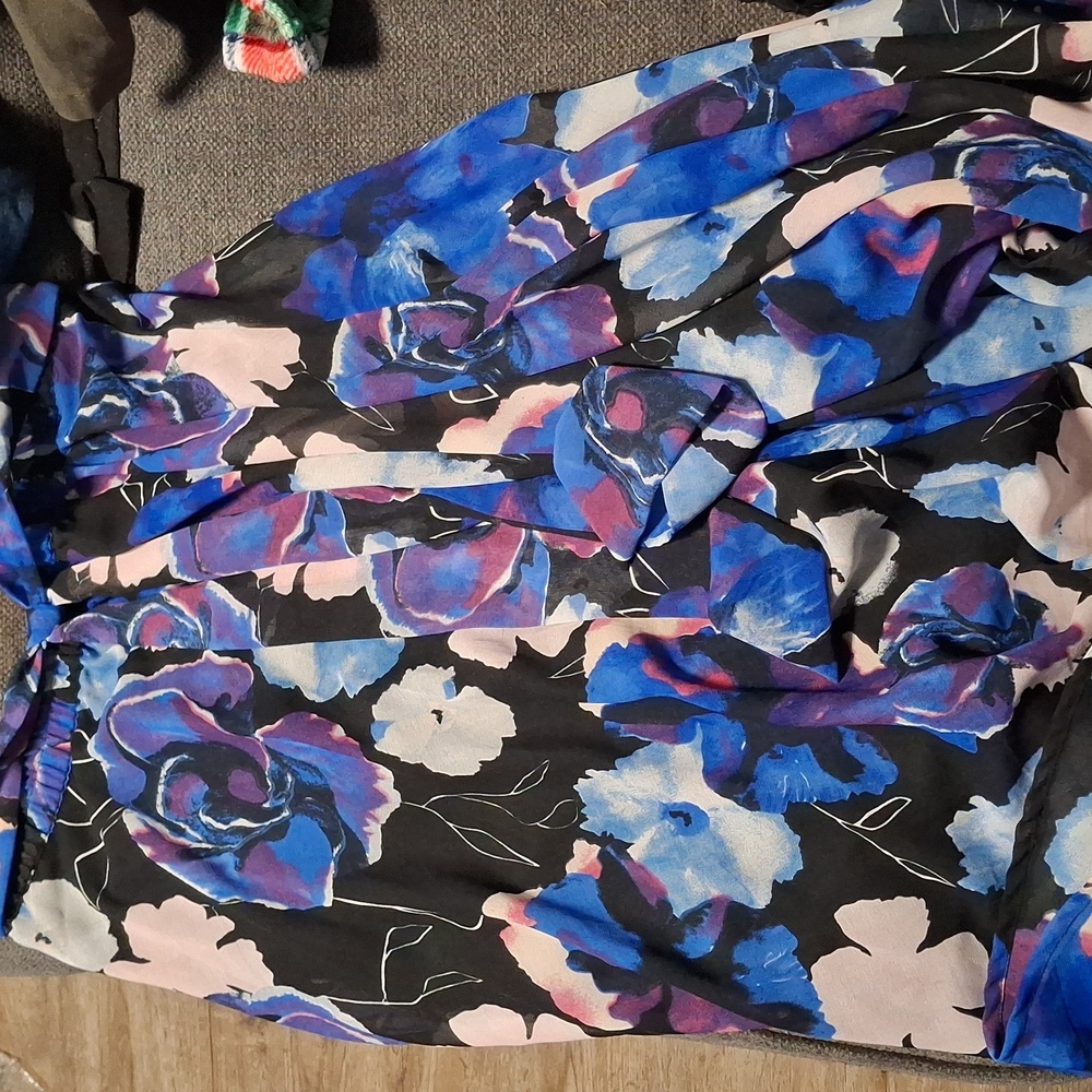 Floral Skirt with Blue and Pink Flowers